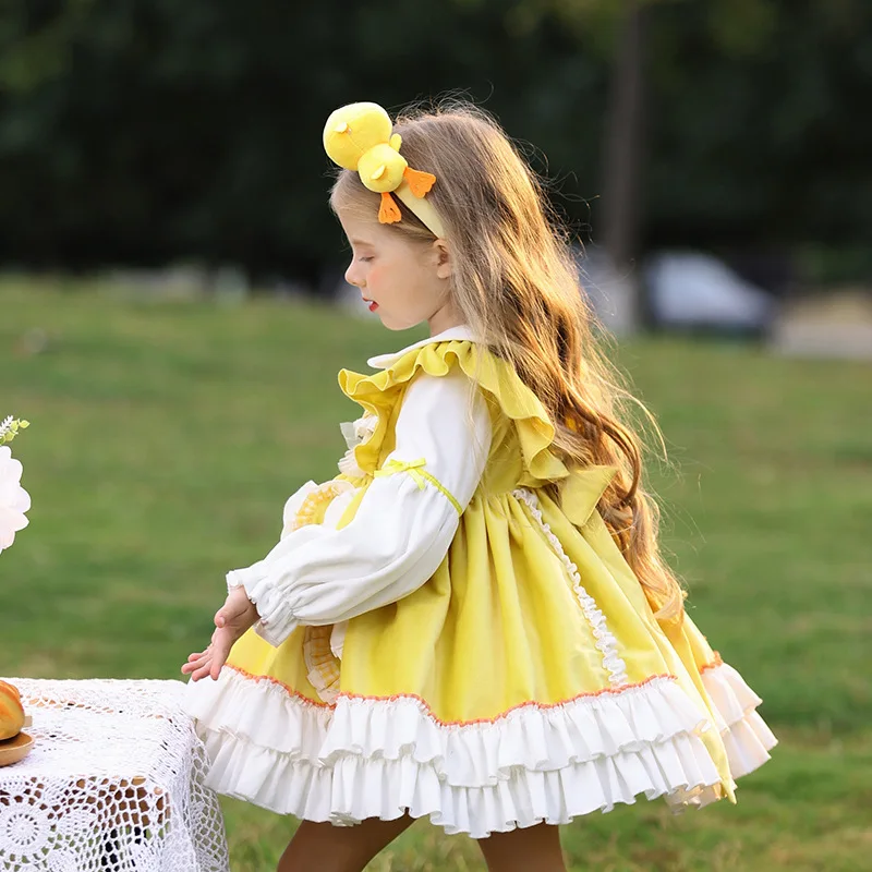 1-10 Years Old Autumn Winter New Baby Lolita Princess Velvet Bubble Skirt Cute Smocked Dress Trendy Kids Clothes Girls Ball Gown