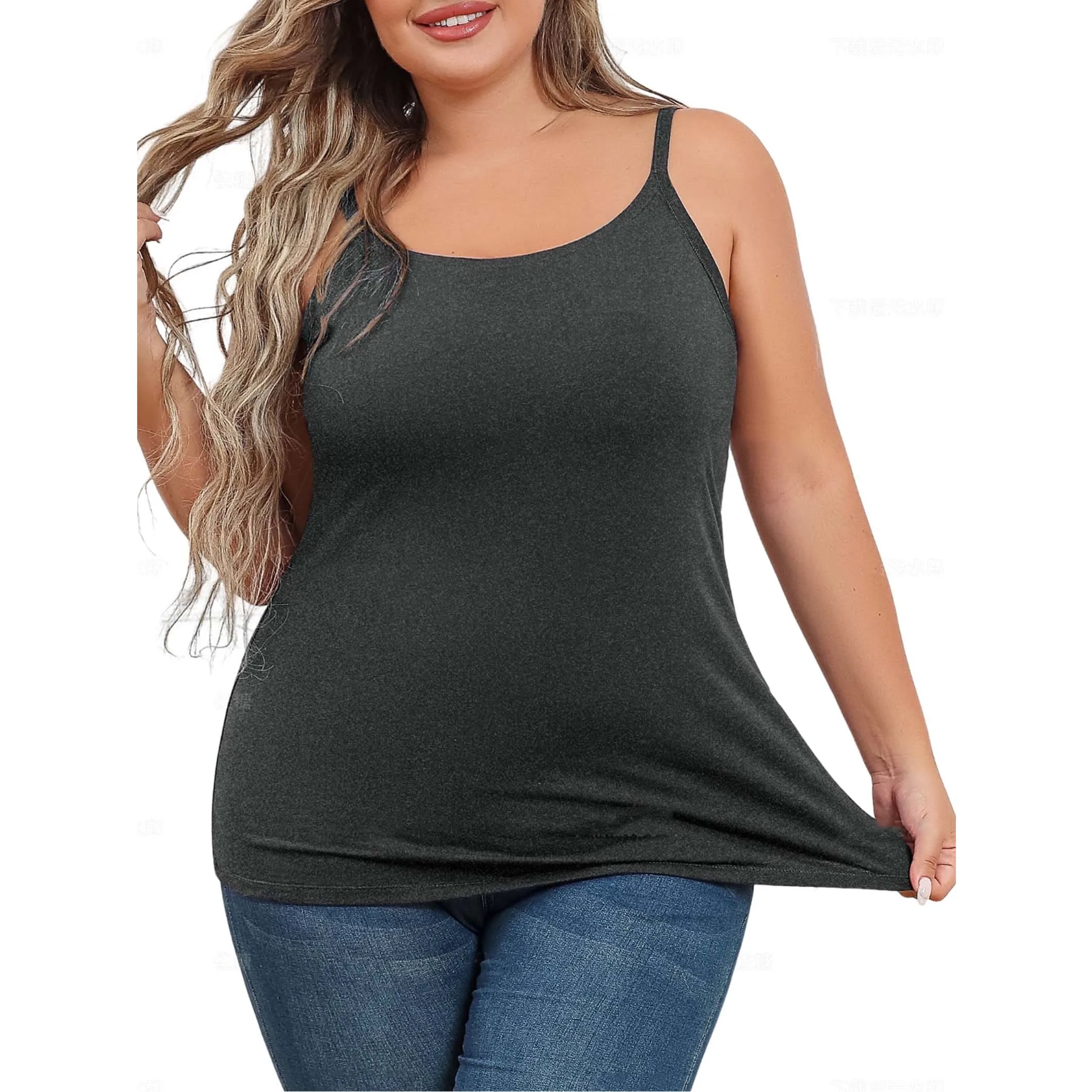 Super soft Plus Size Tank Tops for Womens Adjustable Strap Cotton Undershirt