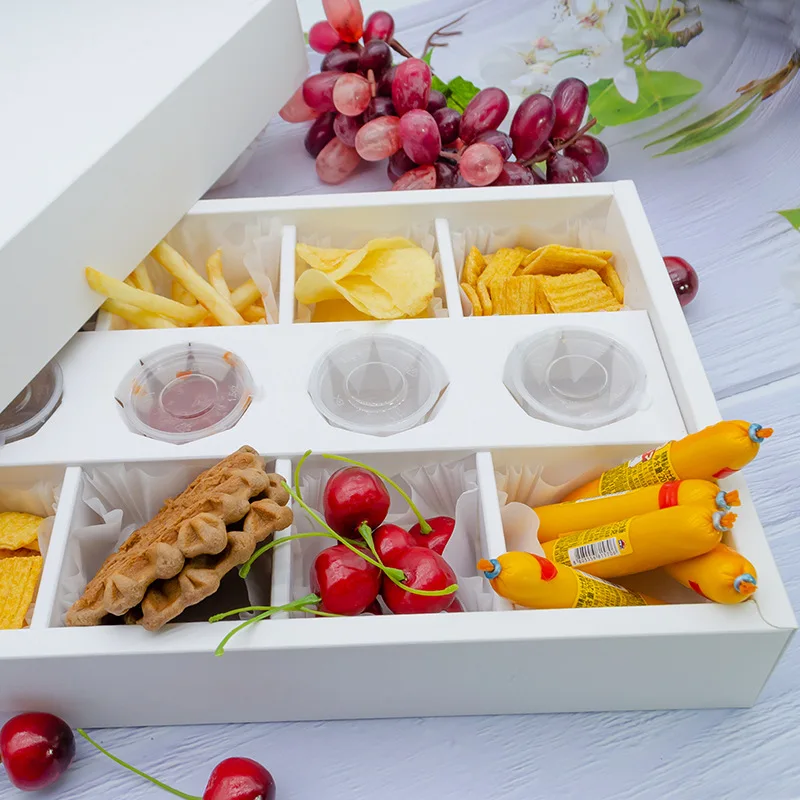 Eco Friendly Party Kraft Paper Cardboard Picnic Boxes Catering Packaging Platter Box Dessert Packaging Box with Dividers