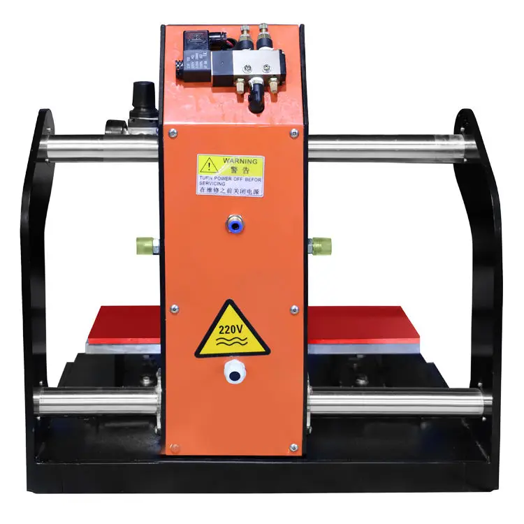 Air auto open dual double stacion 15cm logo saiz pneumatic digital heat transfer neck label tag hat heat press machine automatic