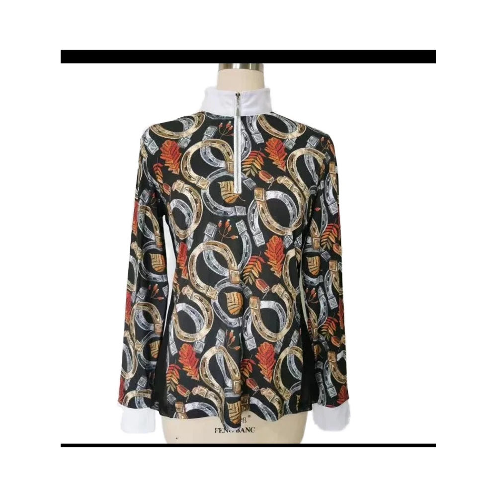 New Horse Riding Shirts Horse Riding Base Layer New Design Pattern design High Quality Equestrian Horse Riding Top Shirts