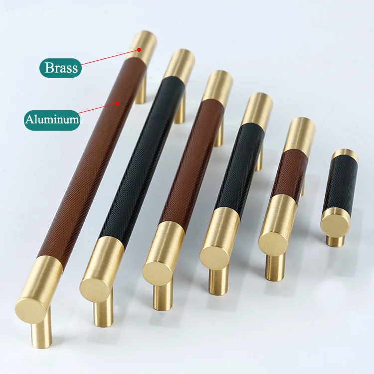 Aluminum Brass/Knurled/Textured modern kitchen cabinet knobs and handles Drawer Pulls Bedroom Knobs T Bar /long handle C-2625