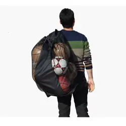 Extra Large Mesh Ball Carry Bag Drawstring Waterproof Shoulder Backpack Holds 5 Balls for Football Soccer Basketball