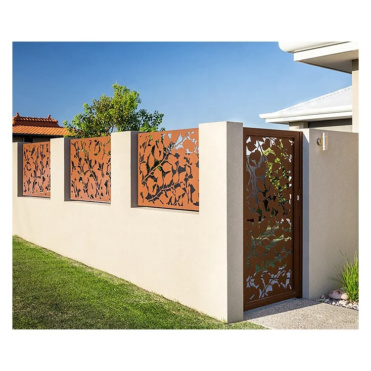 Custom Laser Cut Landscape Corten Steel Fence Panels Decorative Metal Privacy Screen Panels