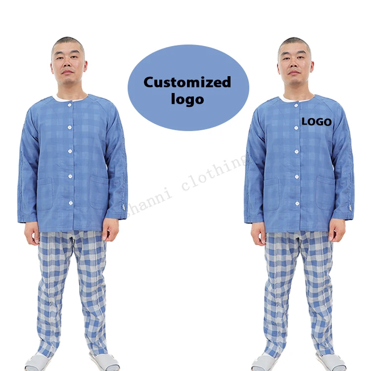 Winter easy to wear take off nursing clothes bedridden paralyzed elderly fracture surgery 2-pieces hospital Patient clothing set