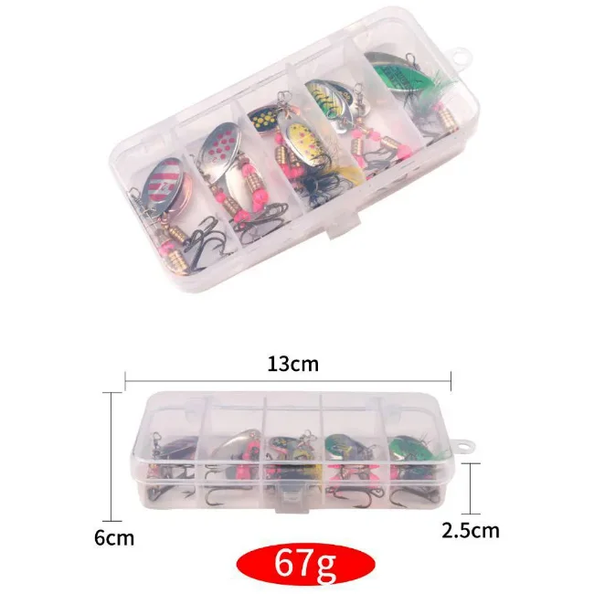 Hot Artificial 10 pcs/box spoon metal wind fishing lures set spinner bait