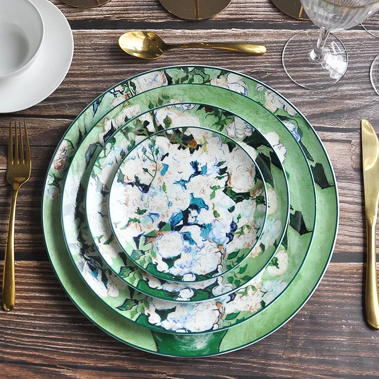 Sale by new design ceramic dinner plate painting plate set for wedding party event