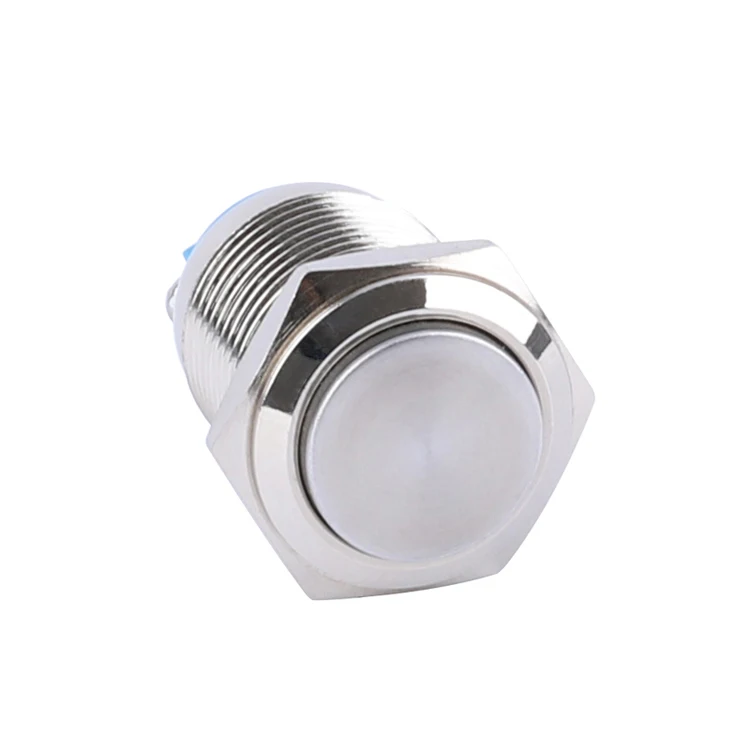 16mm 2 Screw Terminals electric waterproof IP65 stainless steel metal momentary self return car door push button switches