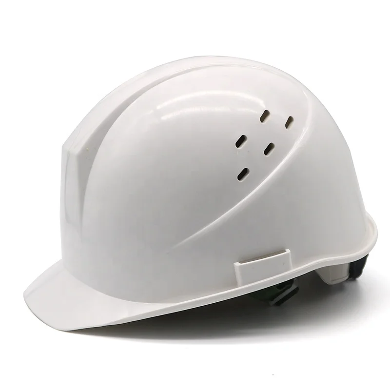 
White HDPE ventilation holes design webbing lining ratchet engineer manager construction hard hat CE EN 397 safety helmet 