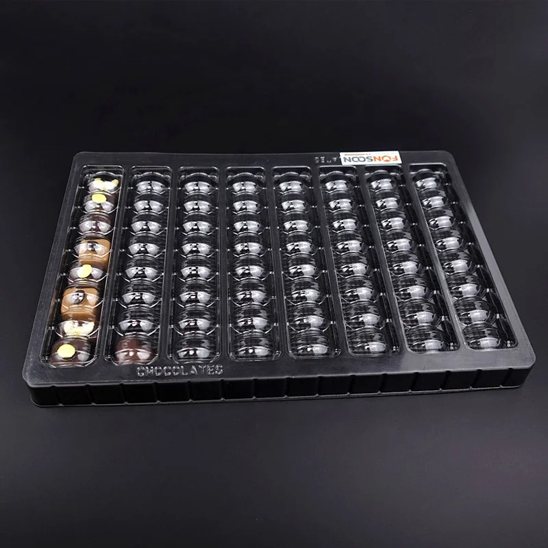 Custom 48 chocolates plastic blister tray with clear lid truffle candy display packaging