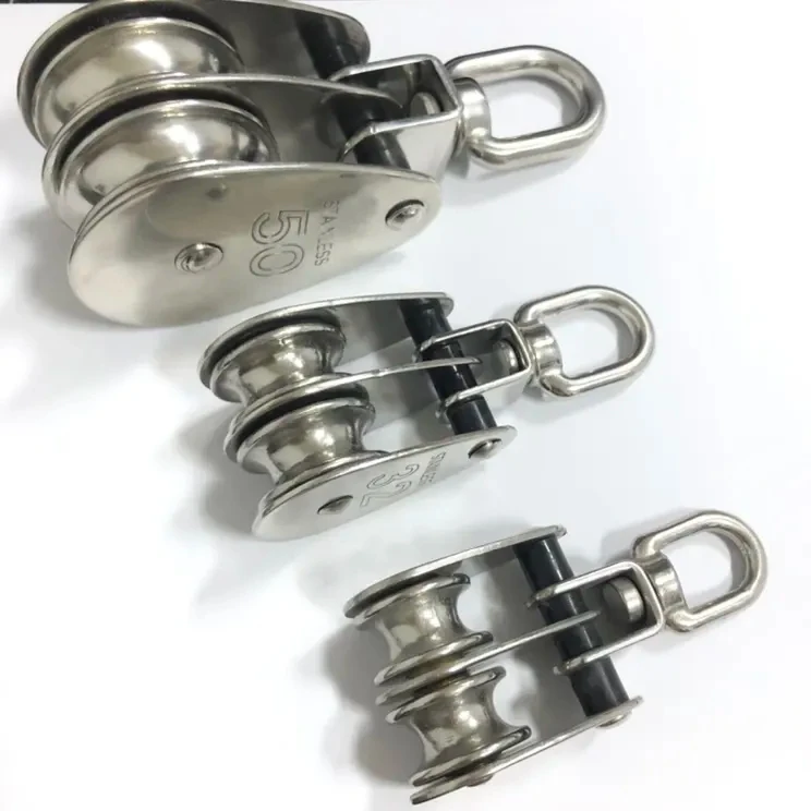 Professional high tensile Hot Sale stainless steel Pulley Double Wheel, Single Wheel Pulley  Double Wheel Wire Rope Pulley Block