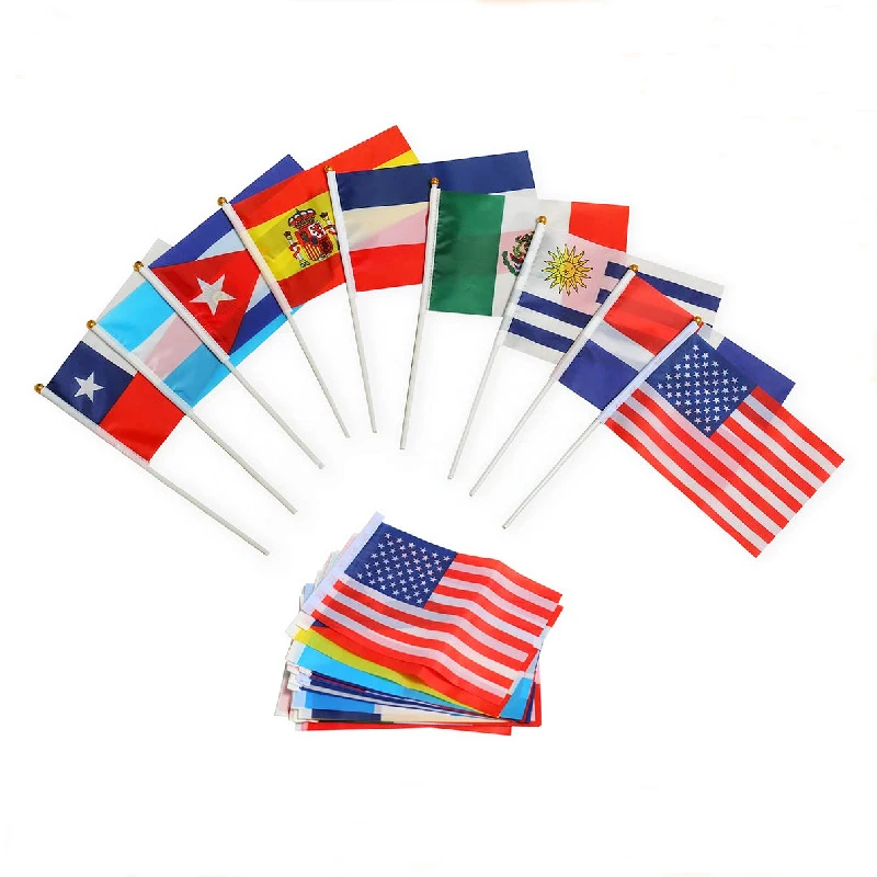 2024 High Quality Activities National Sportsman Hand Hold Wave Flag Mini Flag With Plastic Stick