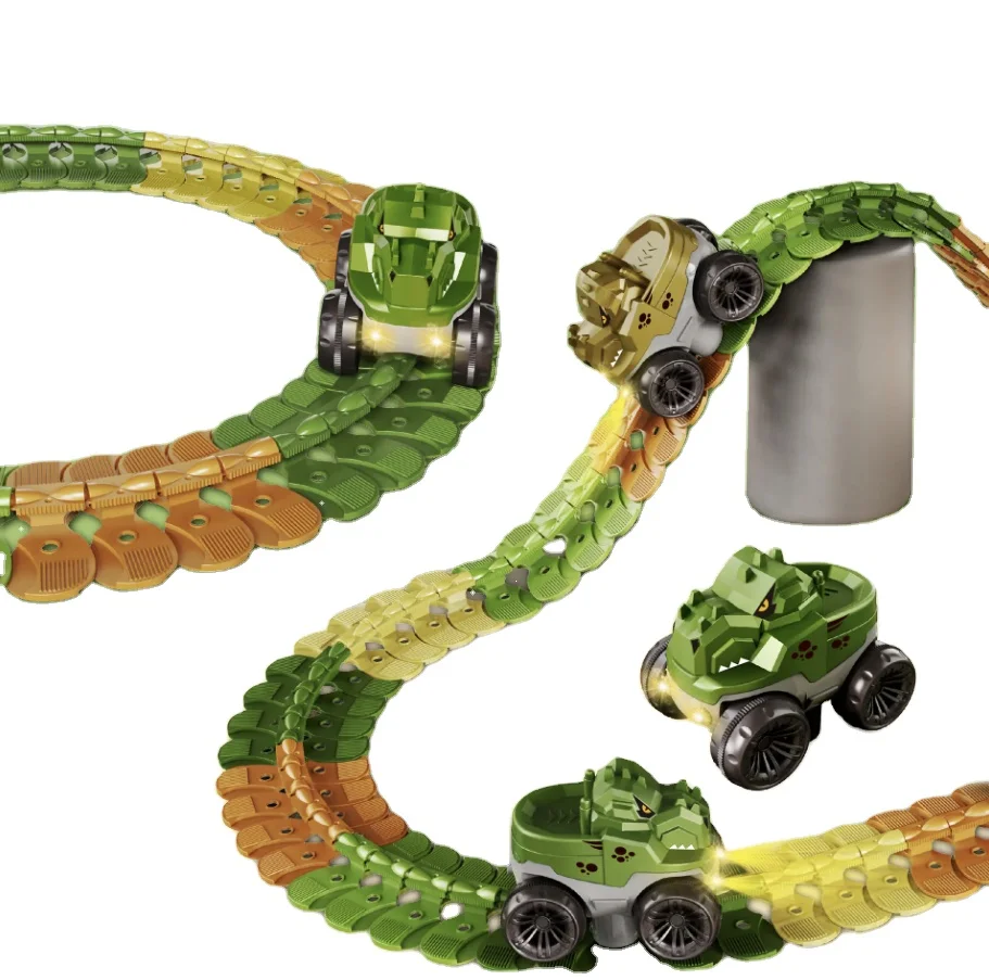 Hot Construction Race Tracks with Electric Engineering Car Kids Track Play Set Dinosaur Track Roller Coaster Boy Assembled Toy