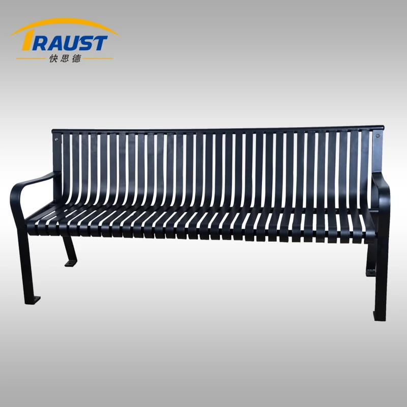 Traust Durable Iron Patio Bench Modern Style Outdoor Steel Design Garden Park Street School Gym Supermarket Hospital Entry Use