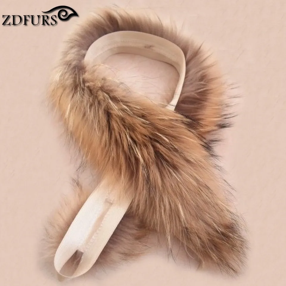 ZDFURS * Натуральная меховая отделка из меха енота с меховой отделкой пуховое пальто капюшоном воротник 68 см 11