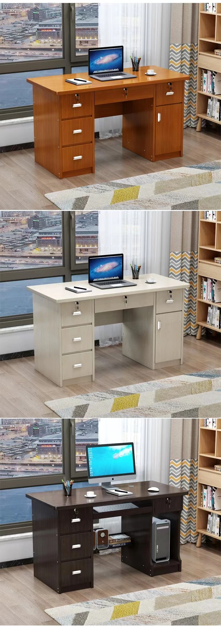 Modern Simple Wooden Office Desk with Four Drawers Modern Design Office Furniture Modular Studying Table for Adults