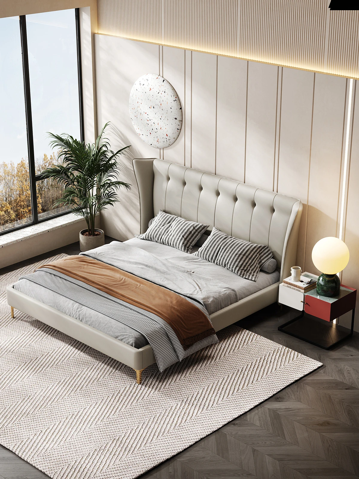 Simple design bedroom king size beds modern master room leather bed furniture new arrival hotel bed king size high quality