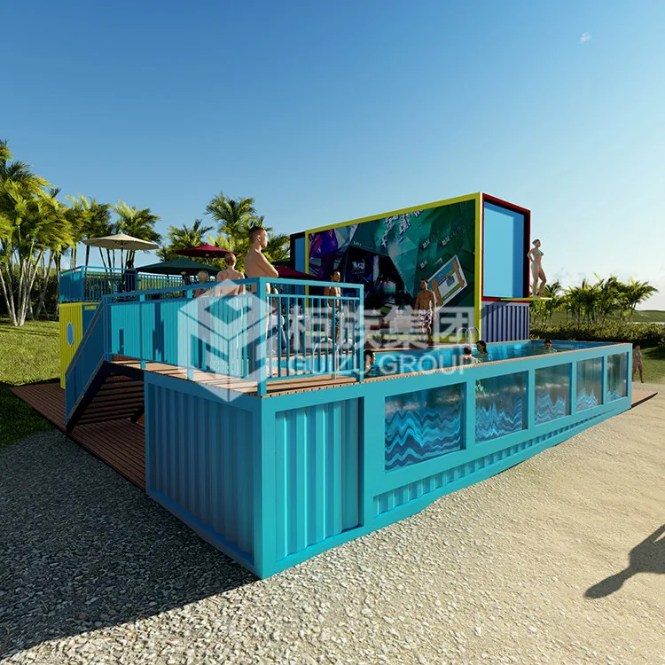 Custom double layer 20ft 40ft sea swimming container pool