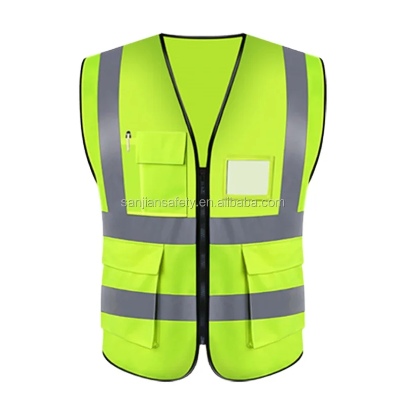 Zipper Closure HIVI  Reflective shirt  Safety Vests with Chest Pocket