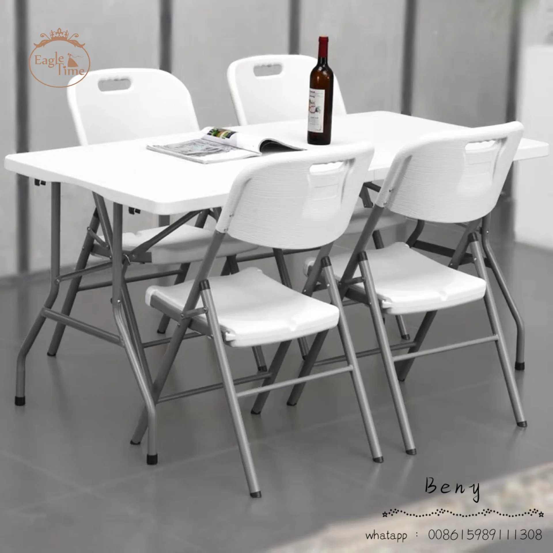 Portable Plastic Foldable Rectangular Table Wedding Banquet Hall Hotel Outdoor Picnic Table