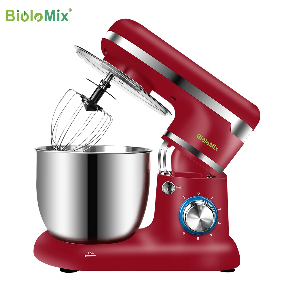 BioloMix 5L Bowl Kitchen Stand Mixer 1500W 6-speed Dough Food Blender Cream Egg Whisk Cake Mixer Kneader Bread Maker