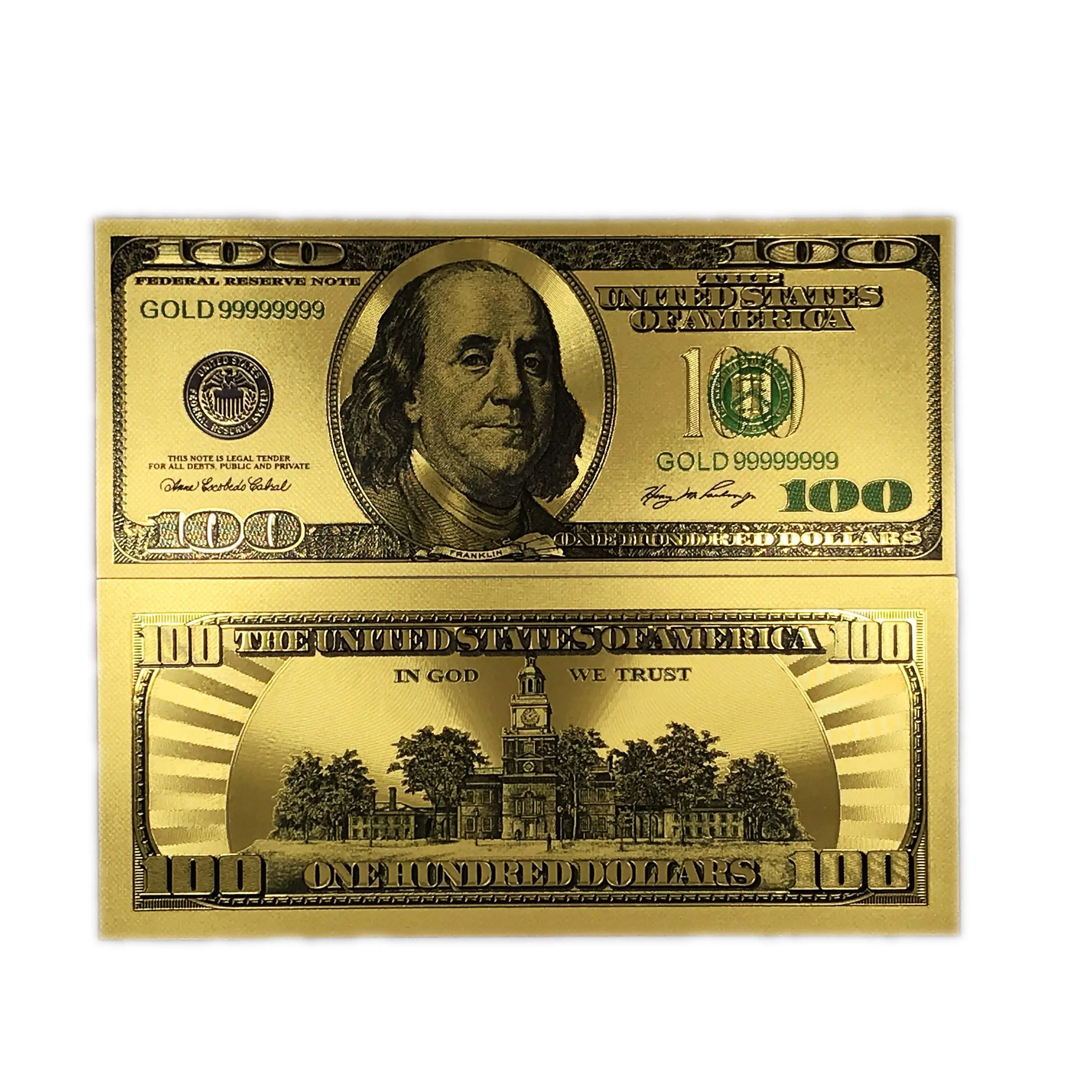Hot Sale US Money Bill 24K 100$ Gold Plated Banknote Gift