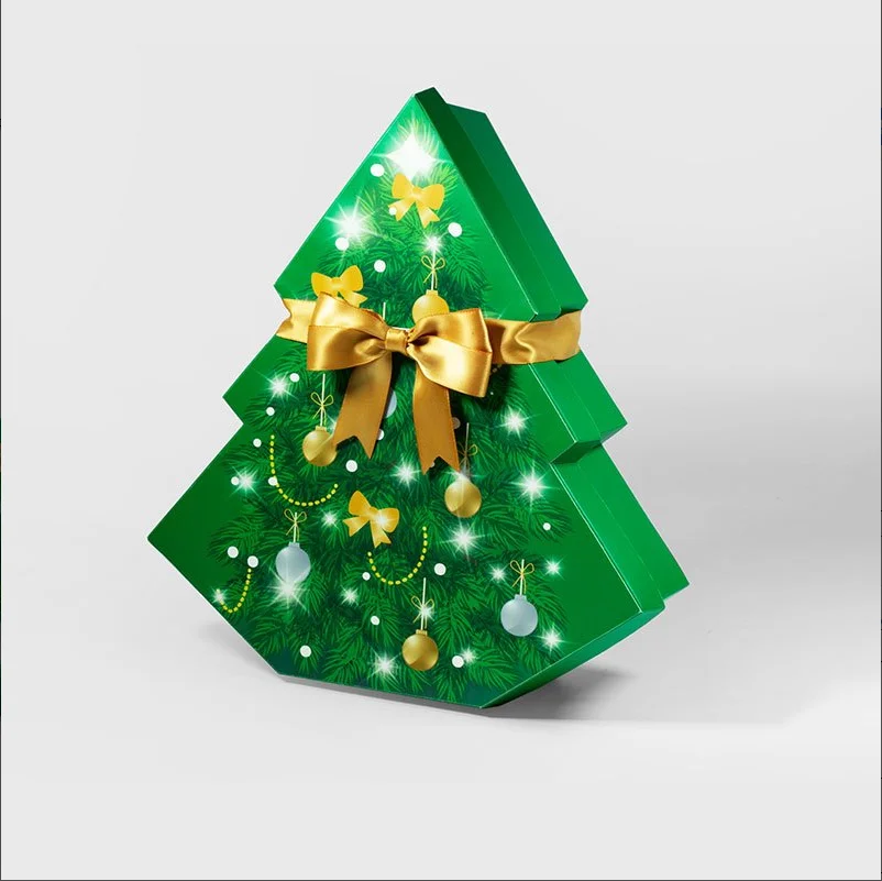 Ccustom Christmas tree shaped Cardboard Box Candy Packaging Cookie Packing Christmas Advent Calendar Box For Chocolate