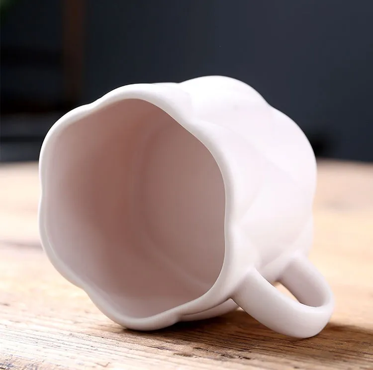 Cherry Blossom Pink Ceramic Coffee Mug Unique Irregular Design for Office and Home