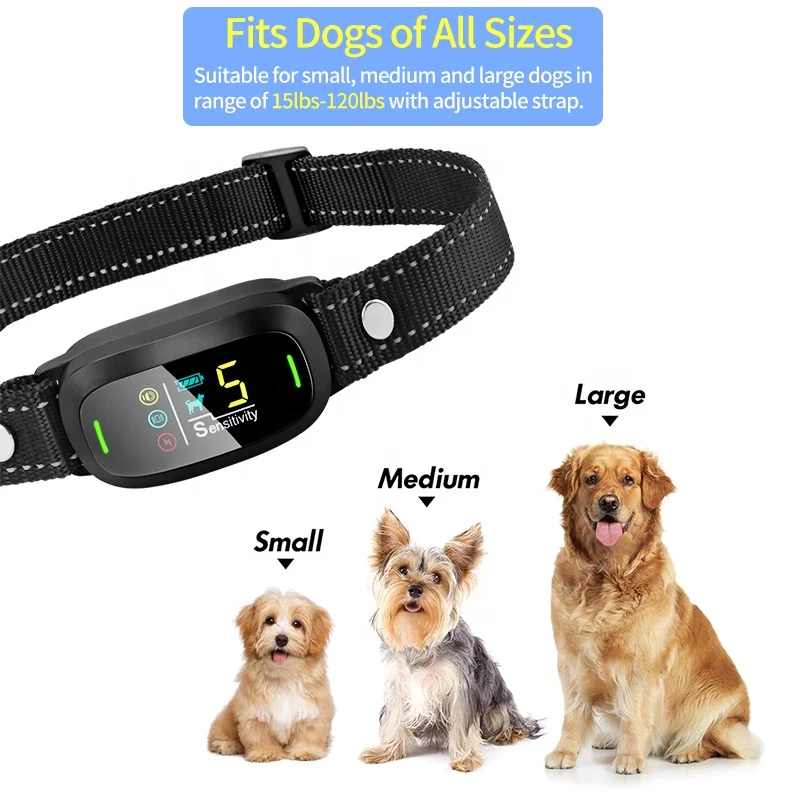 2022 Factory Direct Best Shock Bark Collar IP67 Waterproof Anti Barking Collar For All Dogs with Full-Color Display bark control