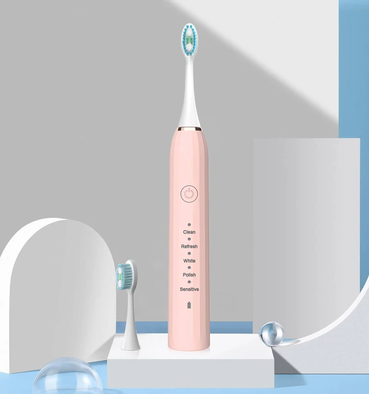 USB Rechargeable Sonic Electric Toothbrush for Adults Soft Dupont Brush Heads 2 Minutes Timer 5 Modes Electric Toothbrush