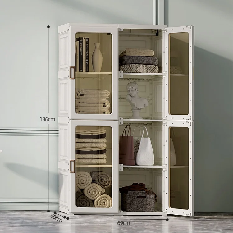 Plastic portable clothes organizer wardrobes storage cabinet closet modern design big cupboard
