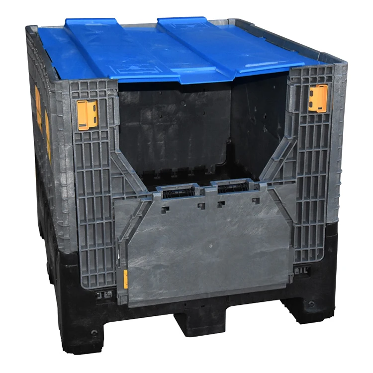 OEM Plastic 1200*1000*1050 Foldable Storage Box Collapsible Pallet Box Plastic Container with Lid