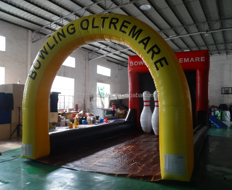 Giant Set Human Sport Teamwork Building Game kids and adults inflatable bowling pin lane Inflatable Bowling Game