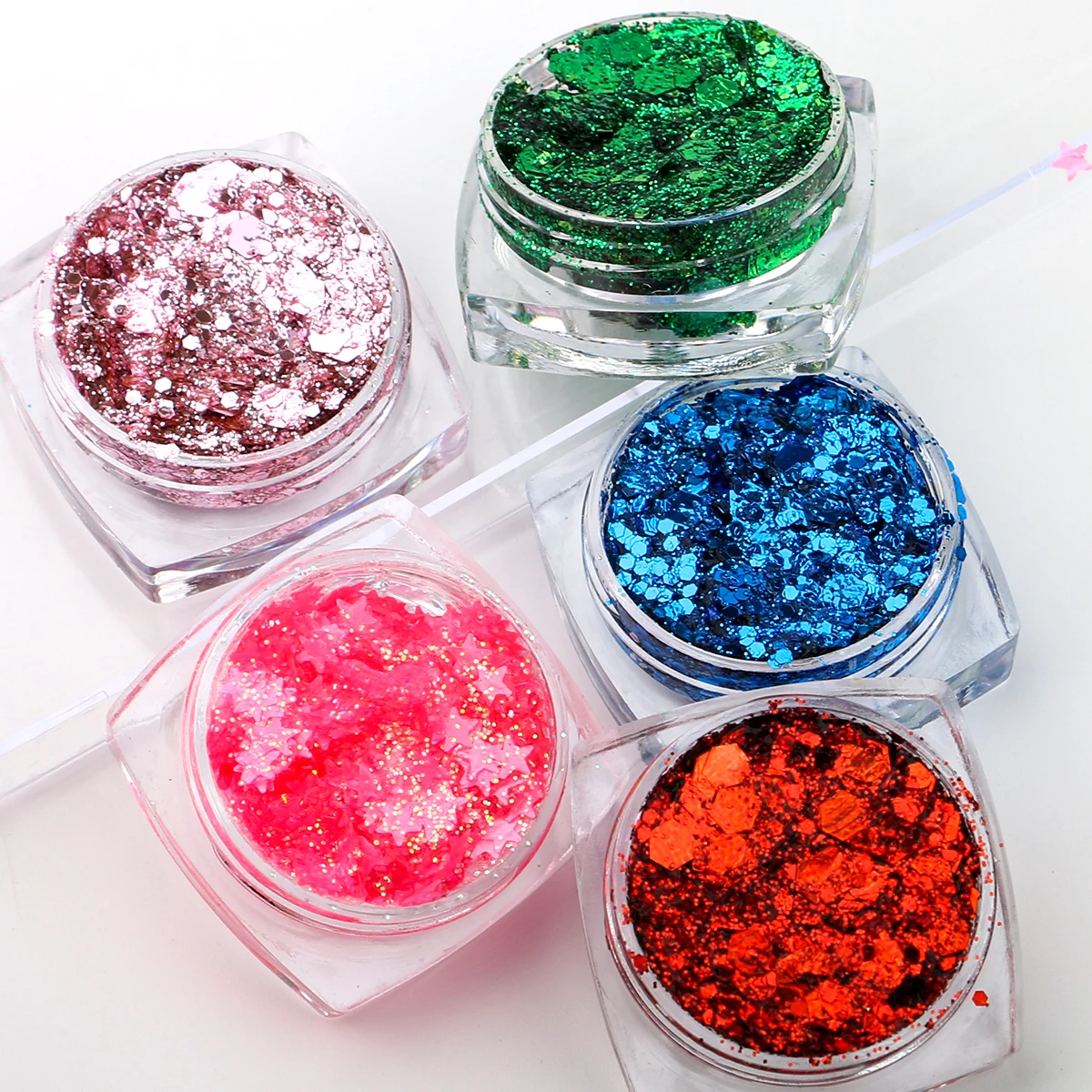 Chameleon Chunky Glitter Wholesale 12 Color Holographic Craft Makeup Reflective Glitter Set for Body Face