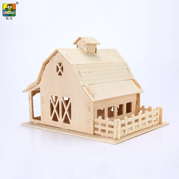High Quality Custom 3d Model Wooden Diy Puzzles For Adults Toys Wooden villa 3d Puzzles Craft doll house model Kit For Adults