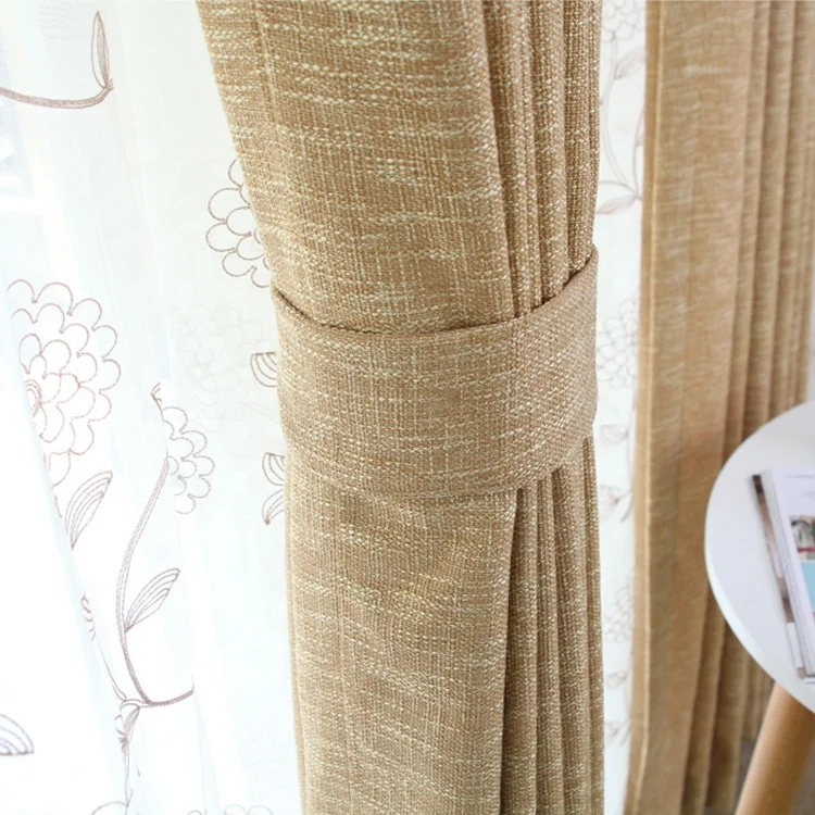 Supplier High Quality luxury Plain Cotton Linen Curtains for Windows thick nice grommet curtain panel