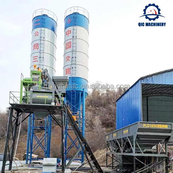 Fixed concrete mixing batching plant for sale HZS25 with 50t 100t cement silo factory price