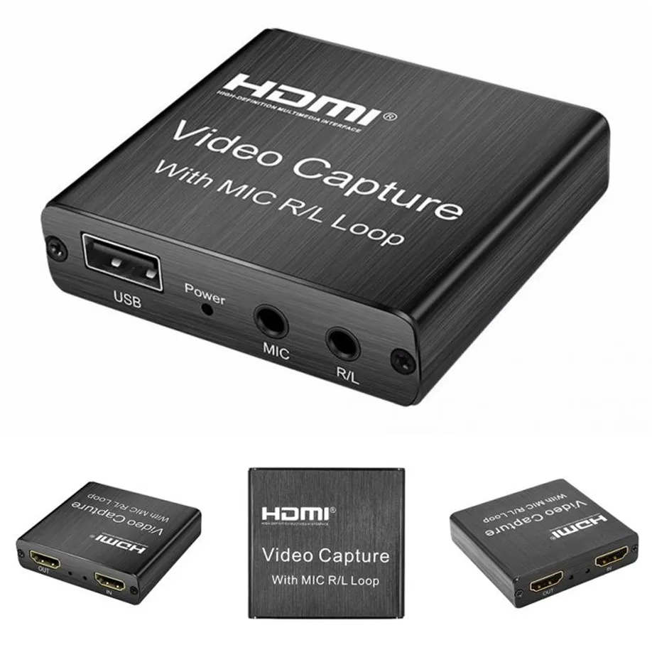 HD 1080P 4K HDMI Video Capture Card HDMI To USB 2.0 Video Capture Board Game Record Live Streaming Broadcast Local Loop Out mic