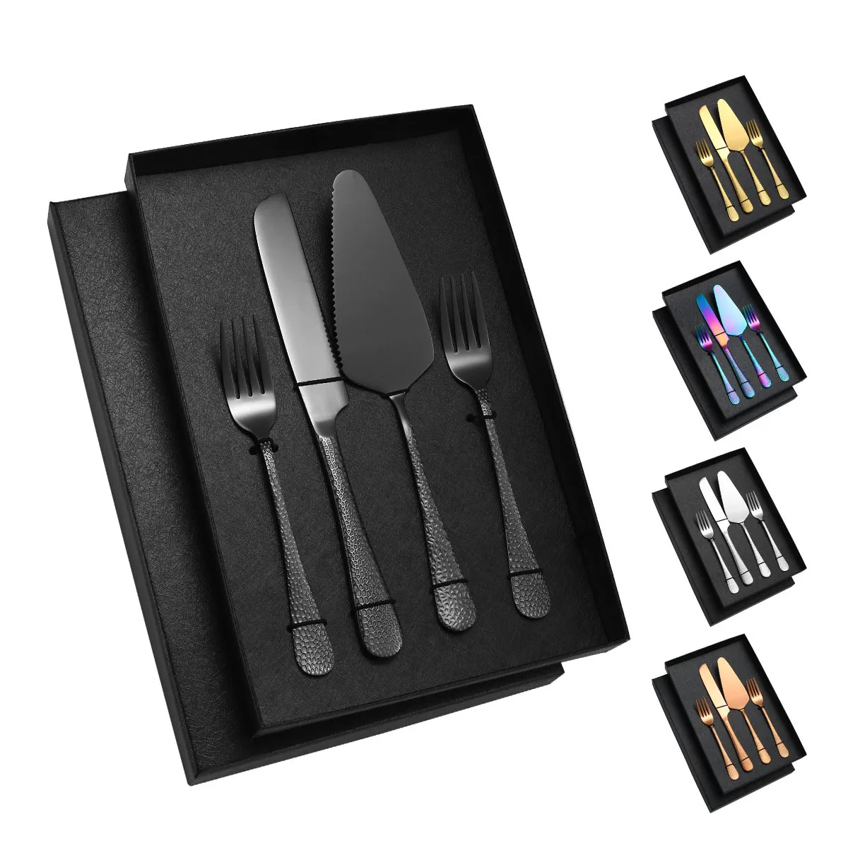 New 4pcs Stainless Steel Cake Knife and Server Set with Forks for Wedding Banquet Birthday