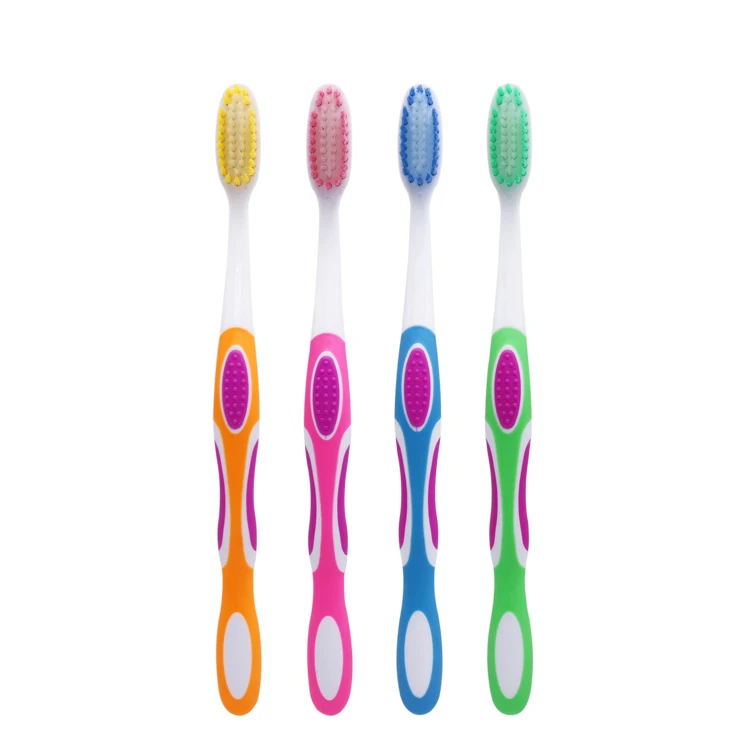 double color molding plastic toothbrush gentle personal cleaning colorful handle toothbrush for adult