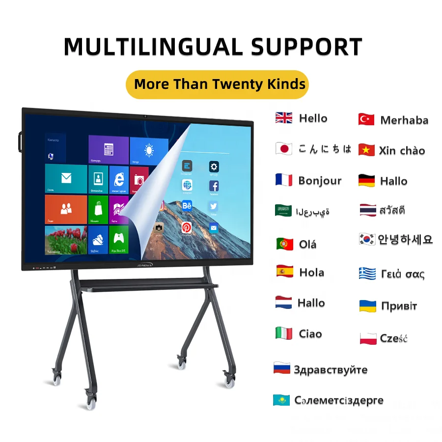 65/75/86/100 Inch  4K Multi-Touch Smart Interactive Flat Panels for Classrooms  Office Meetings  Enhance  Interactive Boards