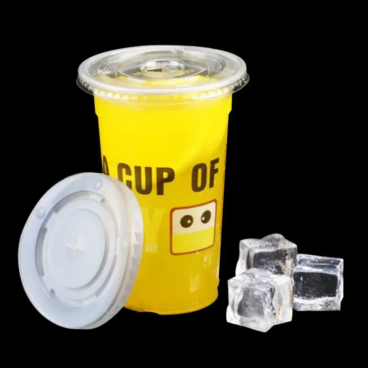 Custom logo printed 12 16 20 24 32 oz plastic milkshake disposable plastic PP clear takeaway cups with lids