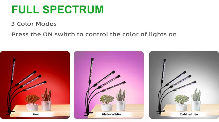 Greenhouse 4 Head Grow Light leds 20w Timer Desk Plant Light Adjustable Full Spectrum Indoor Plant Grow Lamp