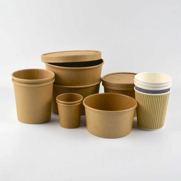 Hot Selling High Quality Food Grade Kraft Paper Salad Bowl With Clear Cover Lid