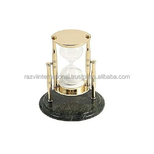 10 15 30 60 Minutes Hand-Blown Hourglass Brass and Wooden Sand Timer