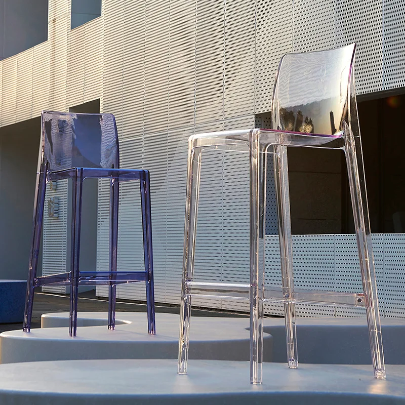 Прозрачный барный стул сетчатый красный скандинавский высокий Акриловый домашний