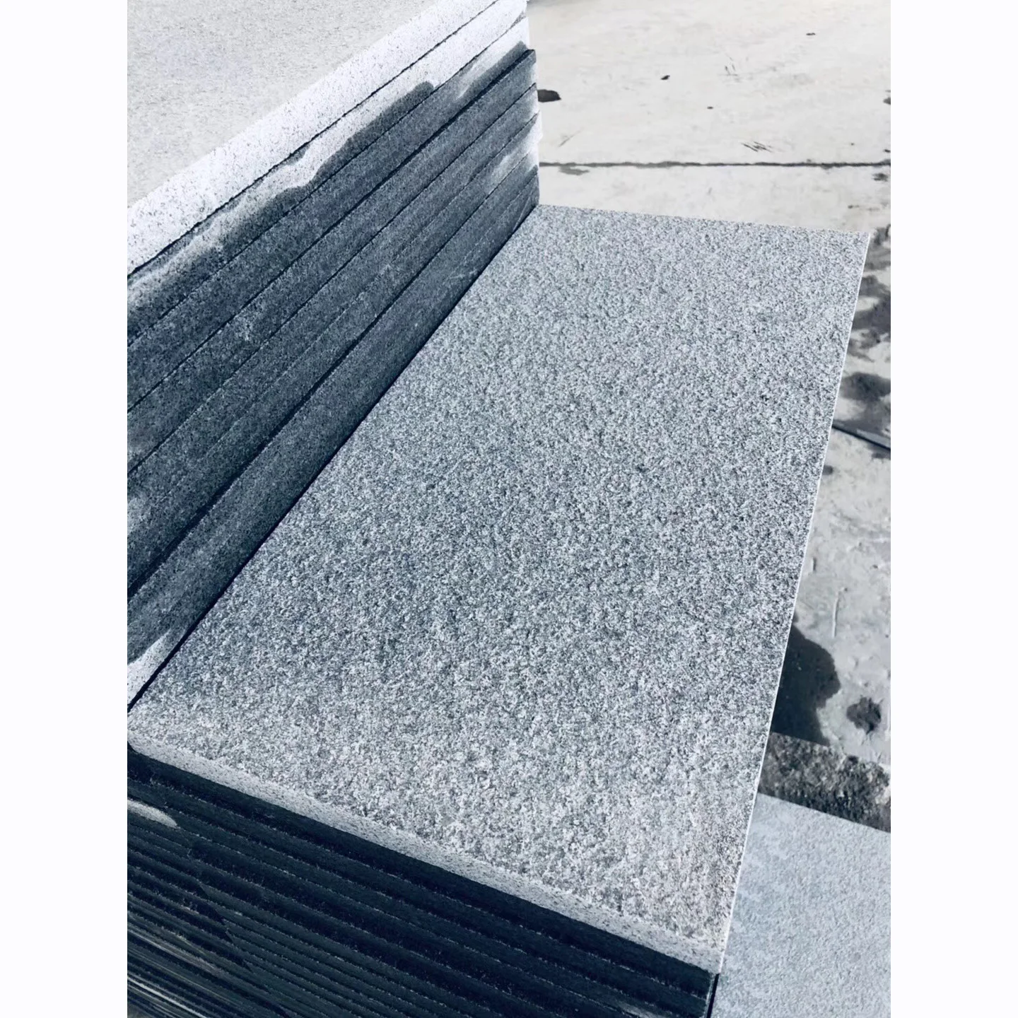 Cheap Outdoor Non-slip Dark Grey New G654 Granite flamed flooring tile