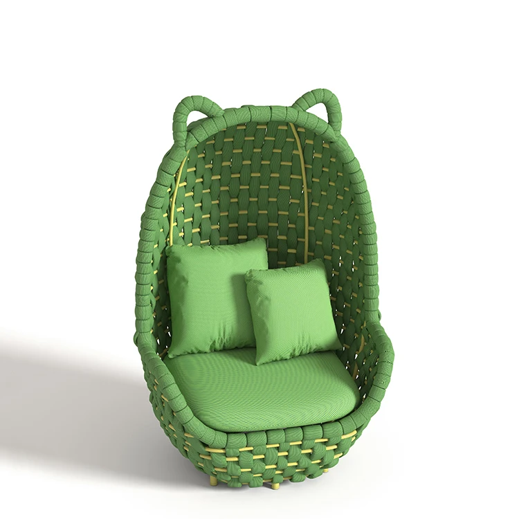 Customizable cushion Casual Aluminum rame chair Lightweight Half dome Green rope chair KD Garden Egg Chair