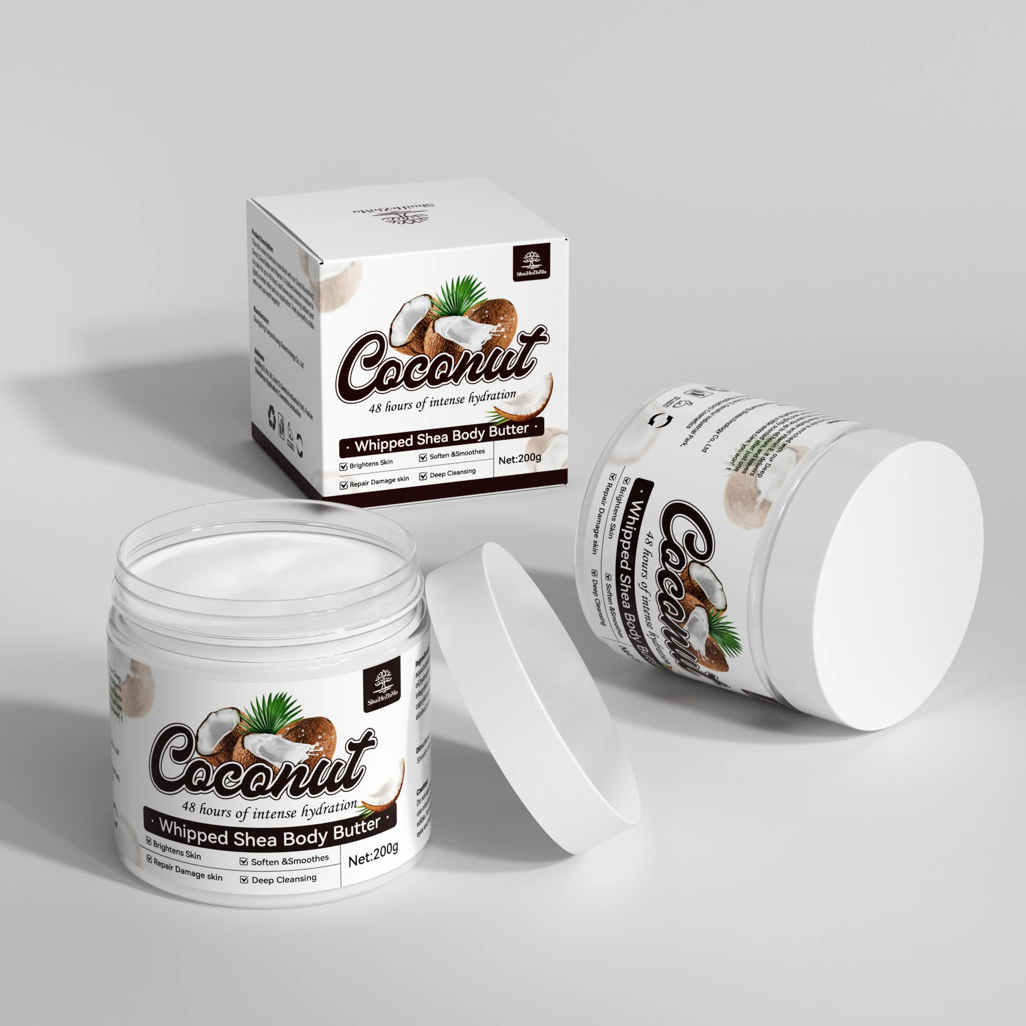Wholesale Custom Body Butter Moisturizing Cream Vegan Organic Whipped Rose Mango Coconut Body Butter