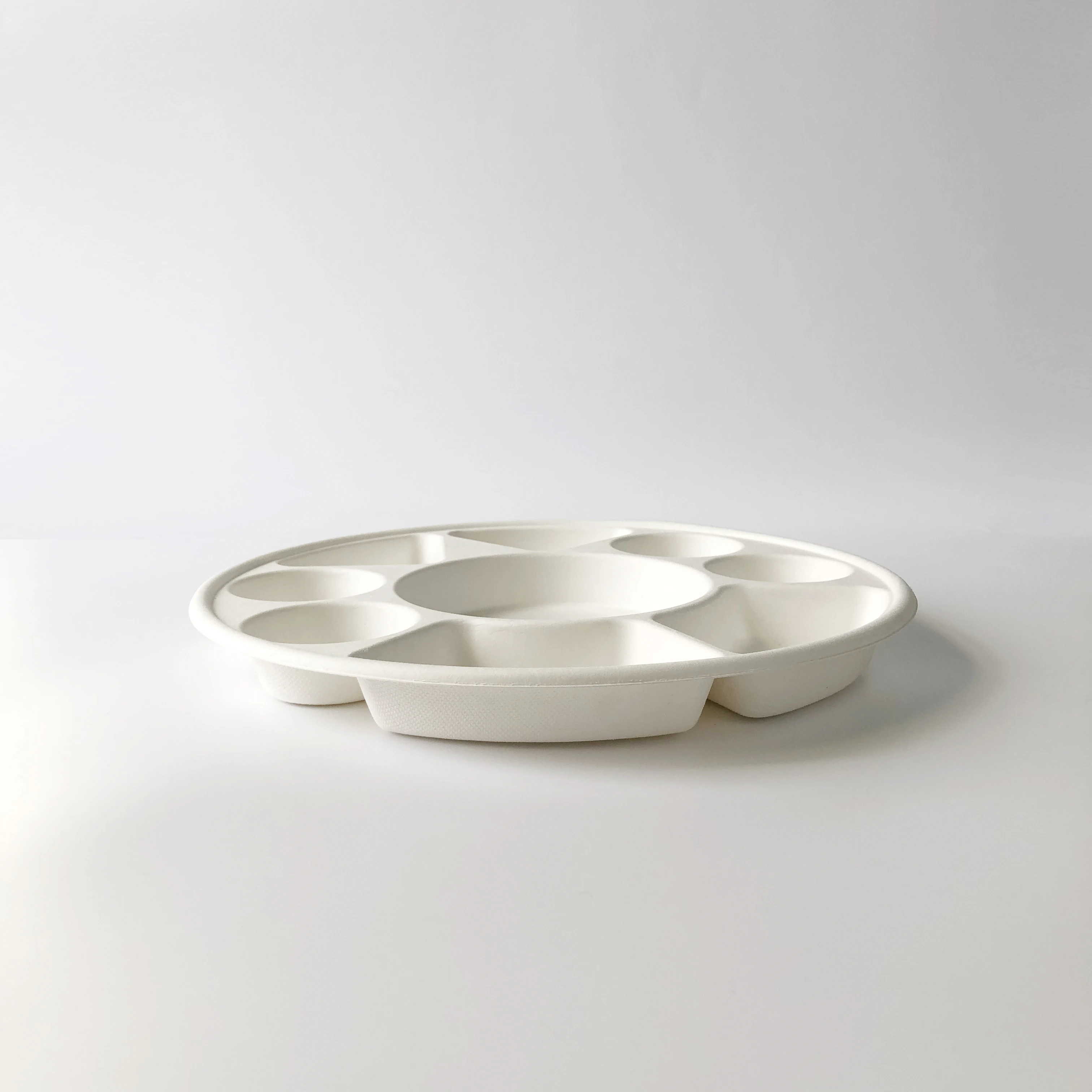 Eco Friendly Bagasse serving tray with multiple  parts 9 compartment fruit food tray
